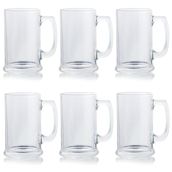 6Pcs Glass Beer Mugs Heavy Large Thick Beer Glass Steins For Hot Cold Beverage