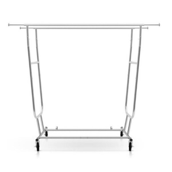 6FT Garment Rack Double Rail Clothes Rolling Collapsible Hanger Stand 185x165cm