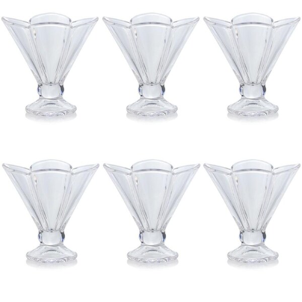 6Pcs Glass Dessert Bowls Clear Footed Ice Cream Bowls Milkshake Sundae Cups