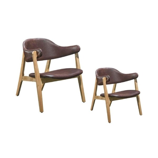 Design Square Set Of 2 Faux Leather Accent Lounge Relaxing Arm Chair Natural Oak