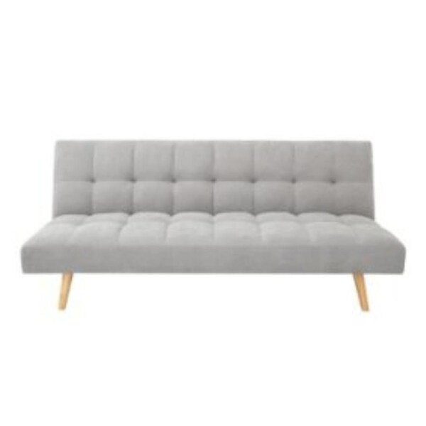 Design Square Fabric 3-Seater Futon Couch Sofa Bed Grey