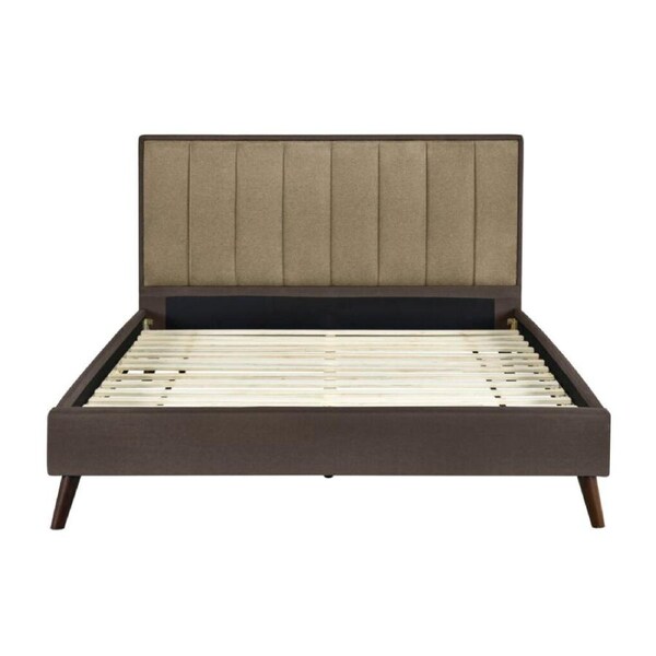 Design Square Oshi Standard Soft Fabric Bed Frame Double Size Density Foam Brown