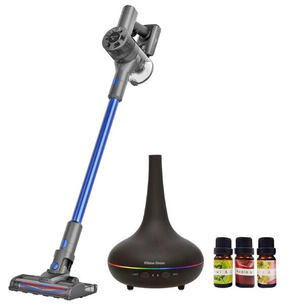 Mygenie H20 Pro Wet Mop 2-in-1 Cordless Stick Vacuum + Bonus Dark Wood Diffuser Blue