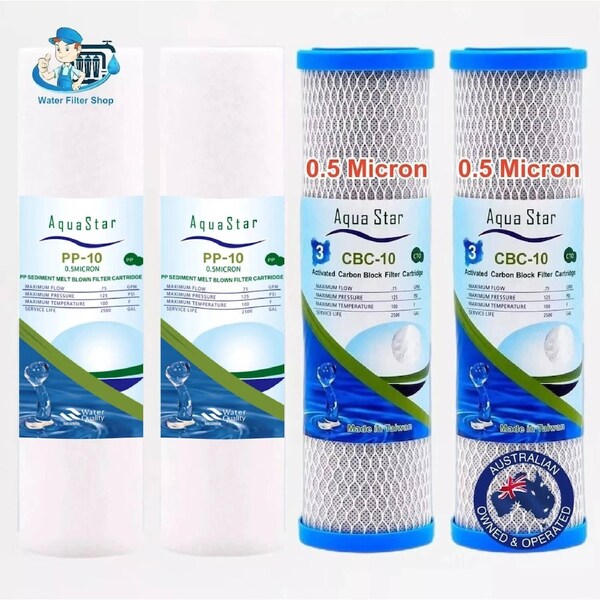 2 Set 0.5 Micron Sediment Coconut Carbon Replacement Water Filter Cartridges