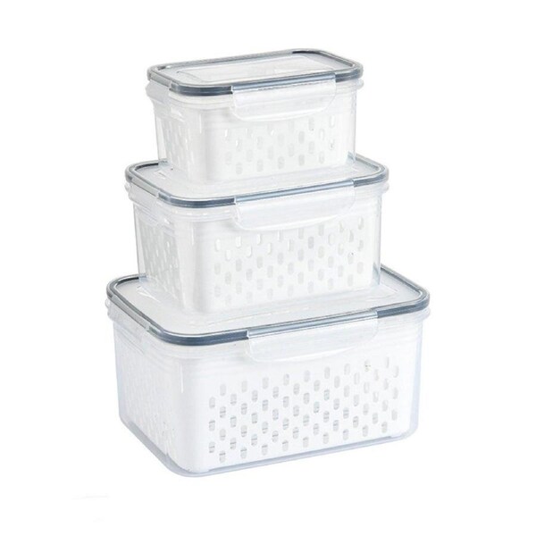 3PCS Food Storage Container Set Fridge Microwave Plastic Safe Fresh Keeping Box