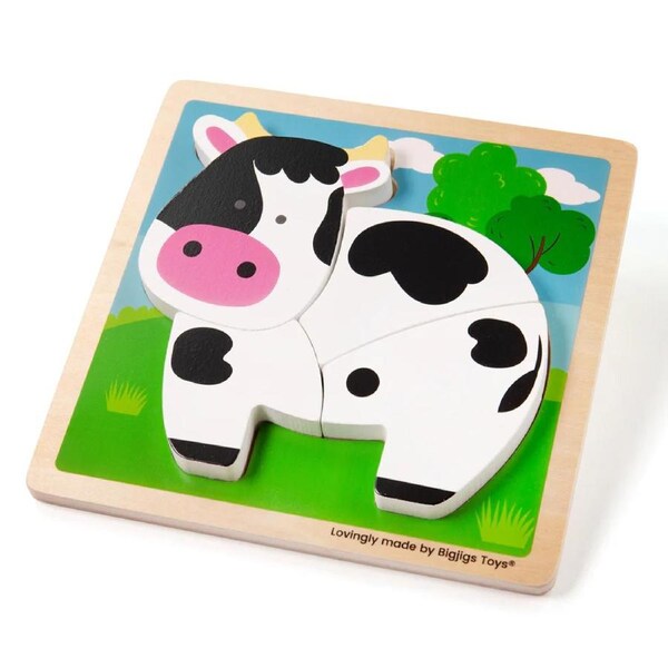 Bigjigs - Chunky Lift Out Puzzle - Cow
