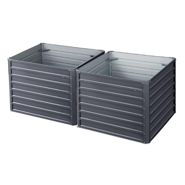 2x Garden Bed 100x100x77cm Planter Box Raised Container Galvanised Herb Flowers