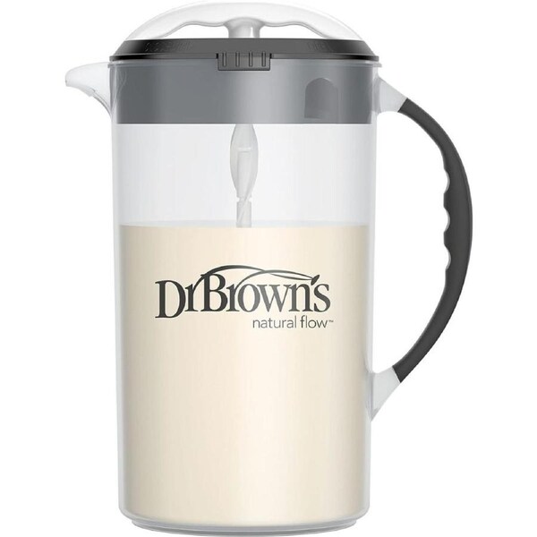 Dr. Brown's Baby Formula Mixing Pitcher with Adjustable Stopper, Locking Lid, & No Drip Spout, 32oz, BPA Free, Black