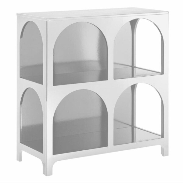 Design Square Wilkins Arched Cube 2 X 2 Levels Low Bookcase Display Shelves White