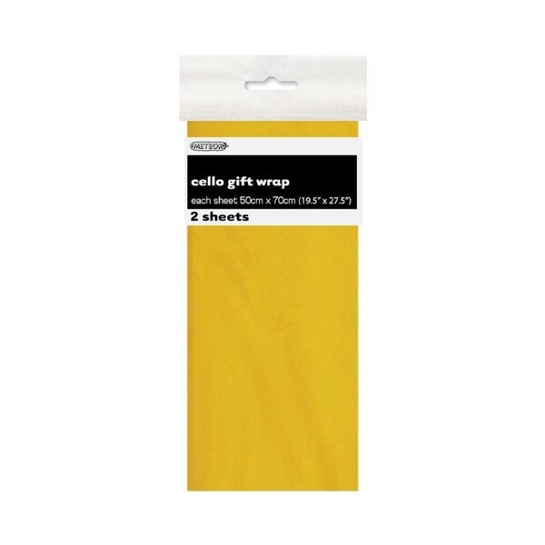 2pk Yellow Premium Cello Wrap Sheet 50x70cm