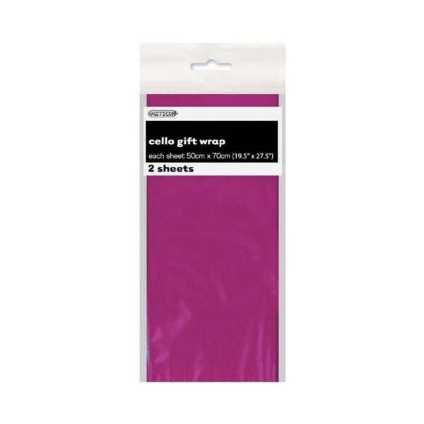 2pk Pretty Purple Premium Cello Wrap Sheet 50x70cm