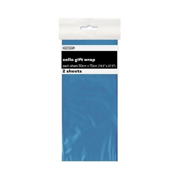 2pk Powder Blue Premium Cello Wrap Sheet 50x70cm