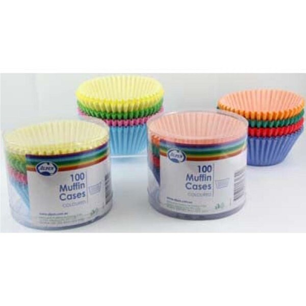 100pk Coloured Muffin Cups 55x29.5mm