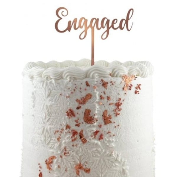 Rose Gold Engaged Acrylic Cake Topper 2mm