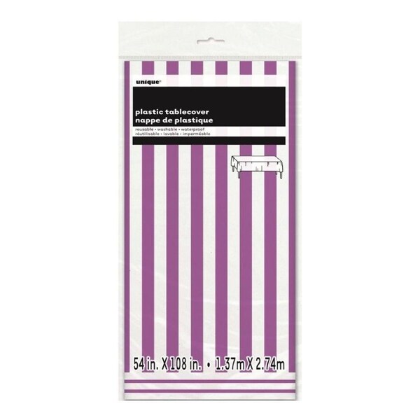 Pretty Purple Stripes Rectangle Plastic Tablecover 137x274cm