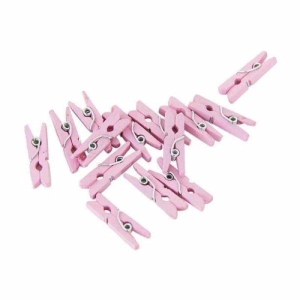 24pk Pink Mini Wooden Pegs