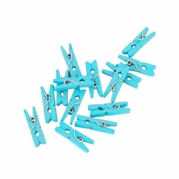 24pk Blue Mini Wooden Pegs