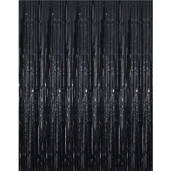 Black Foil Tinsel Curtain Backdrop 200x100cm