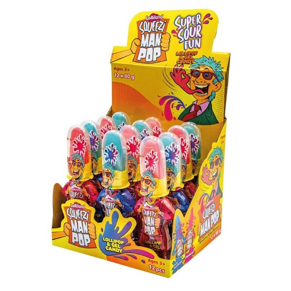Squeezi Man Pop Lollipop and Gel 80g