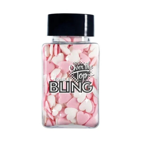 Over The Top Edible Bling Mixed White & Pink Love Hearts 55g