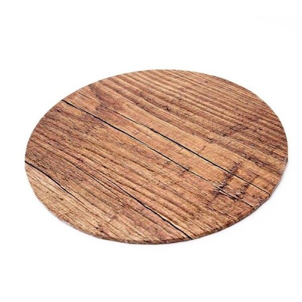 14in Round Masonite Cake Board - Wood