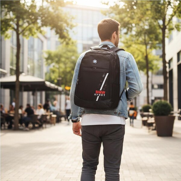 BMW Black Sport Casual Backpack 35x52cm