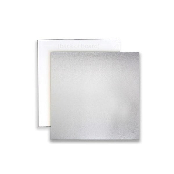 8in Square Masonite Cake Board - Silver