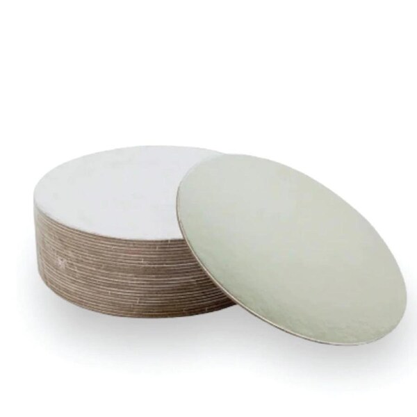 BULK 50pk 8in Round Compressed 2.5mm Cake Board - Silver