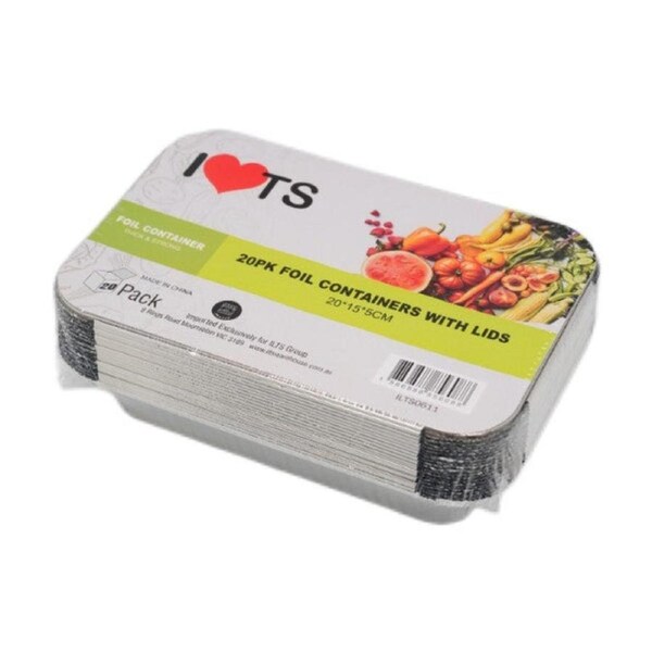 BULK 32x6pk Foil Containers with Lids 20x15x5cm (192 pieces)