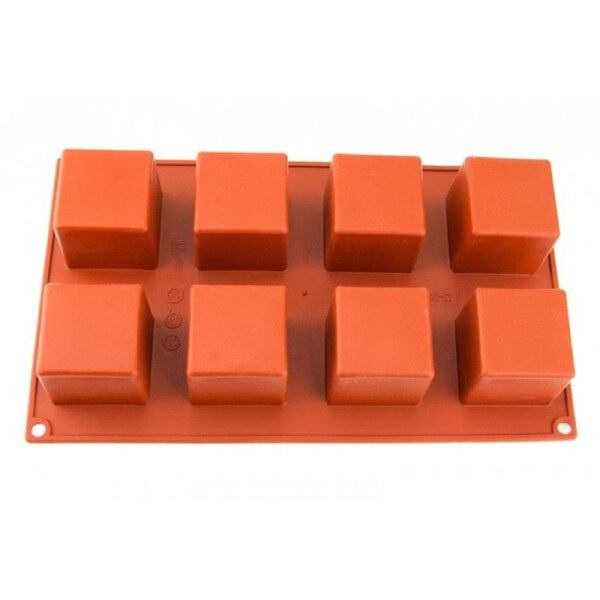 8 Cavity Square Cube Silicone Cake & Chocolate Mould (50x50x50mm cavity)
