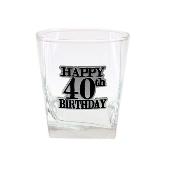40th Birthday Badge Scotch Glass