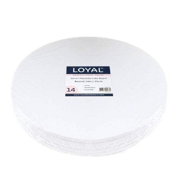 14in Round 10mm Masonite Drum Cake Board - White