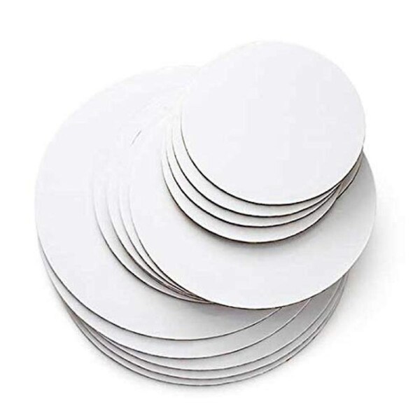 8in Round Compressed 2.5mm Cake Board - White