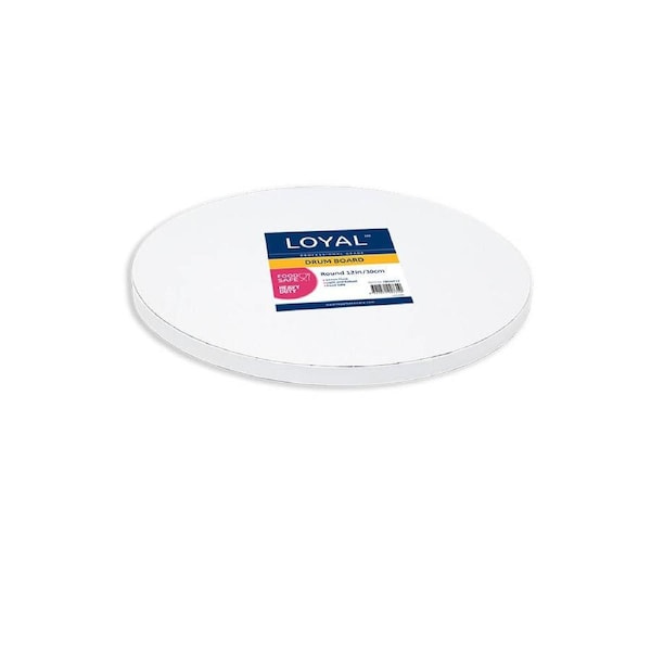 12in Round 12mm Drum Cake Board - White