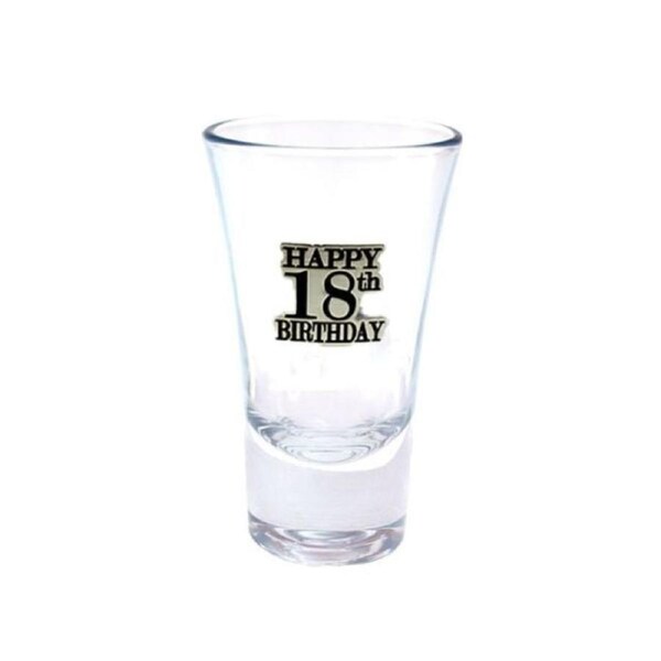 18th Birthday Black Badge Shot Glass