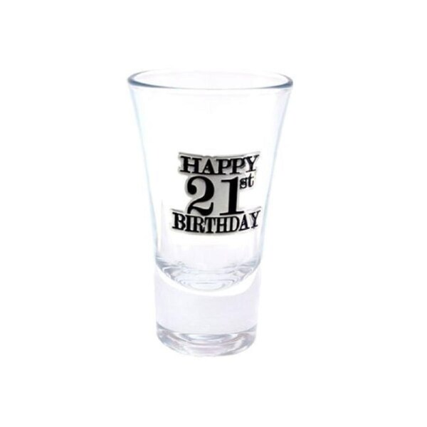 21st Birthday Black Badge Shot Glass