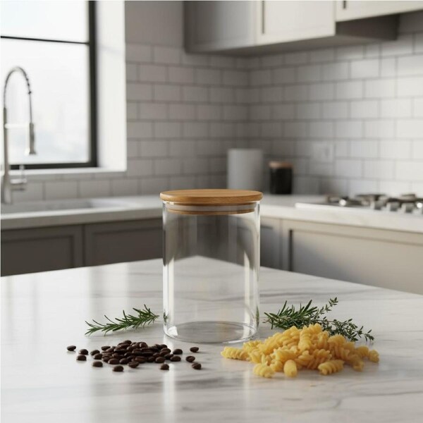 Bamboo Glass Jars Round 700ml