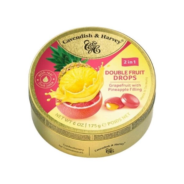 Cavendish & Harvey 2in1 Double Fruit Drops Grapefruit with Pineapple Filling 175g