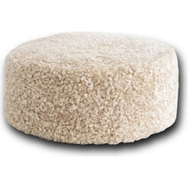 Huxford Grove The Jamieson Sheepskin Ottoman Pouffe w/ Zipper 50cm Eggshell