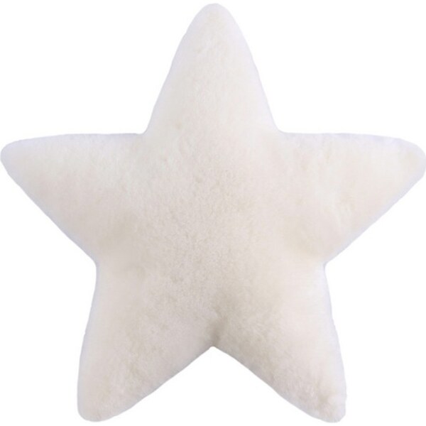 Auskin Sheepskin Star Cushion Kids/Children Room Decorative Pillow 45cm White