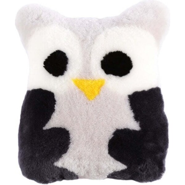 Auskin Sheepskin Pet Owl Cushion Home/Room Decorative Pillow 35x40cm Grey