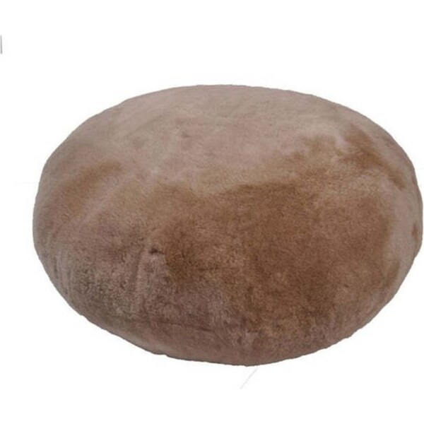 Auskin Shorn Sheepskin Pouffe Leather Base Chair/Footstool Round 60cm Nappa