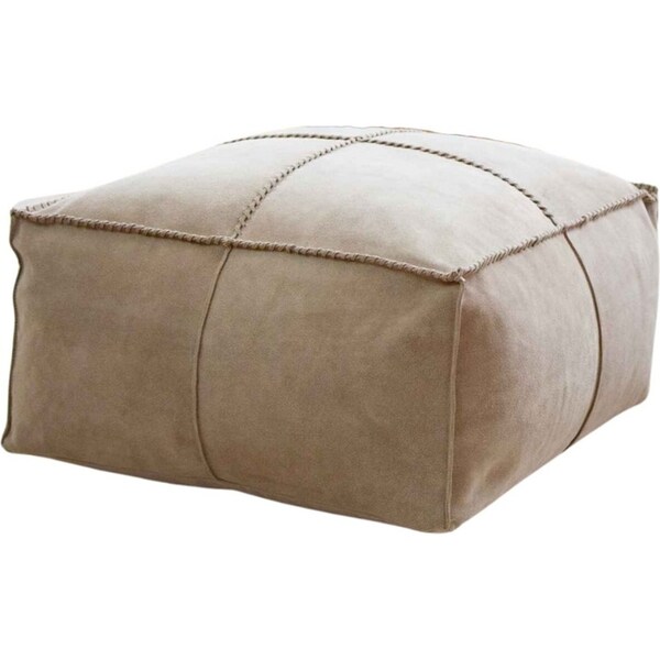Auskin The Willow Filled Ottoman w/ Piping Footstool Sqr 50x50cm Light Beige
