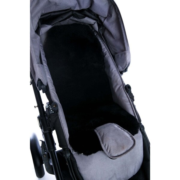 Auskin Tykes Sheepskin Pram Liner Baby Stroller Seat Padding 70x30cm Black