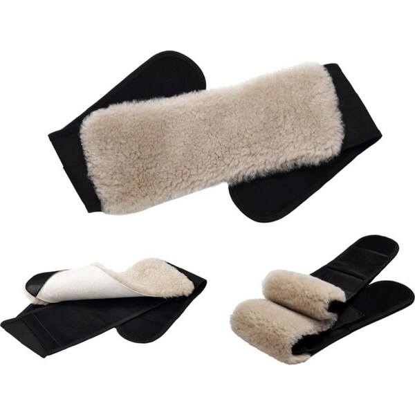 Auskin Short Wool Sheepskin Waist Belt Brace Warmer Support 110x15cm Honey