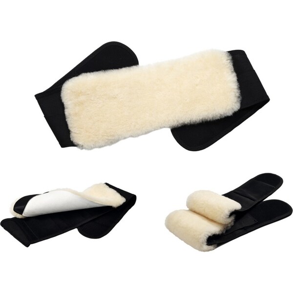 Auskin Short Wool Sheepskin Waist Belt Brace Warmer Support 110x15cm Oaten