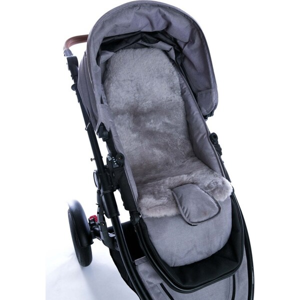Auskin Tykes Sheepskin Pram Liner Baby Stroller Seat Pad 70x30cm Mid Grey