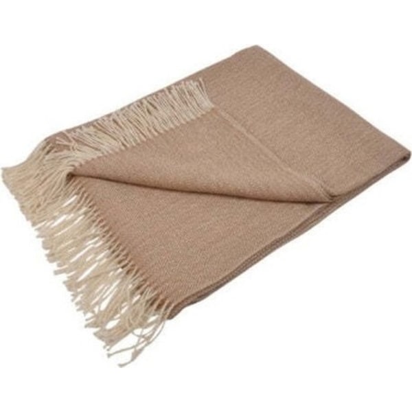 Auskin Alpaca Woven Throw Rug Home Sofa/Lounge Blanket 130x170cm Tan/Cream