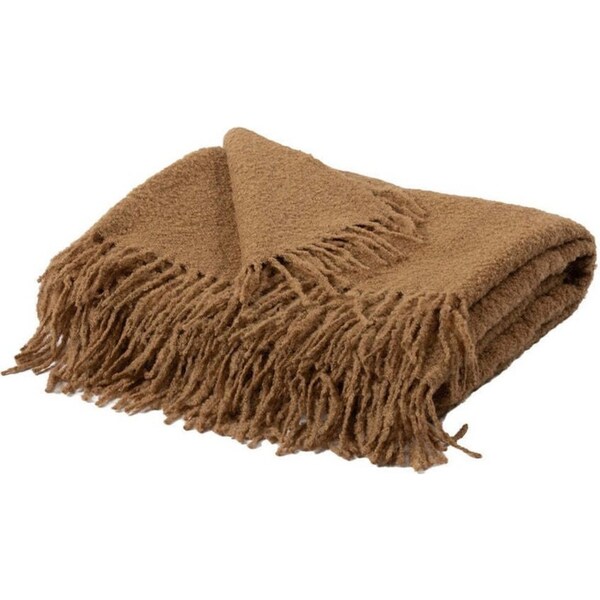 Auskin Alpaca Boucle Throw Home Sofa/Bed Decorative Blanket 145x180cm Tan