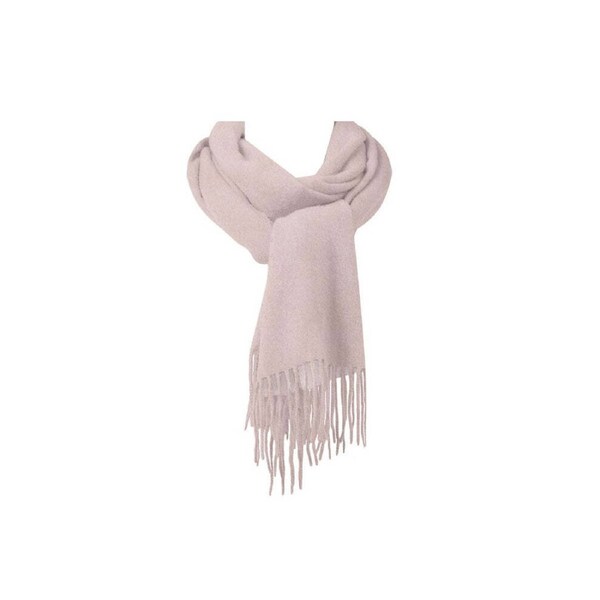 Auskin Alpaca Wool Scarf Stylish Neck Wrap w/ Fringe 40x190cm Peach Cream/WHT